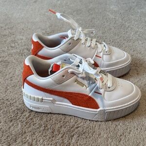 PUMA White and Orange Sneakers
